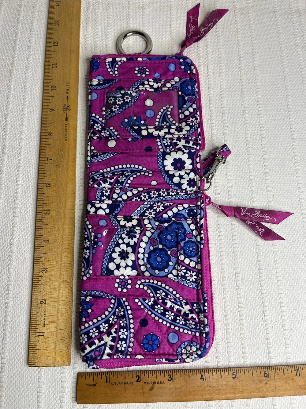 Vera Bradley Purple Paisley Quilted Wristlet Phone &double ID wallet Boysenberry